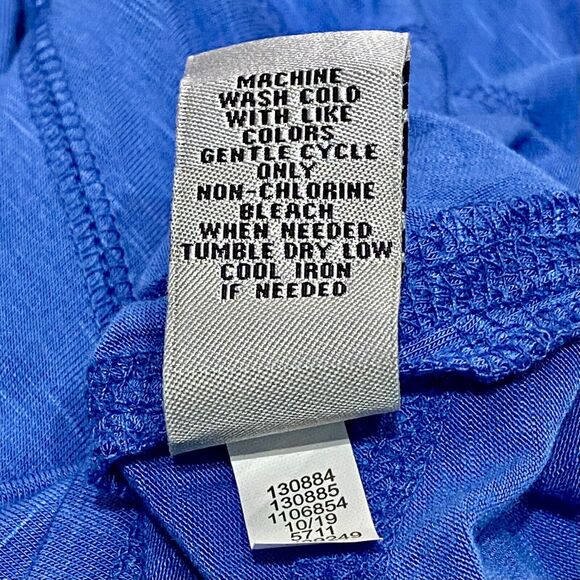 Catherines Tunic Top Size 1X 18/20W Scoop Neck Stretchy Blue Snap Cuff Lagenlook - Picture 10 of 11